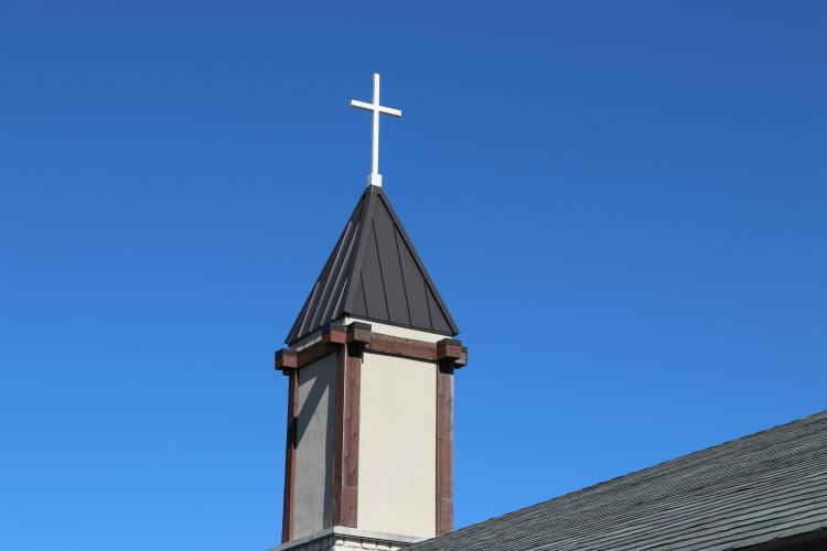 steeple with blue sky